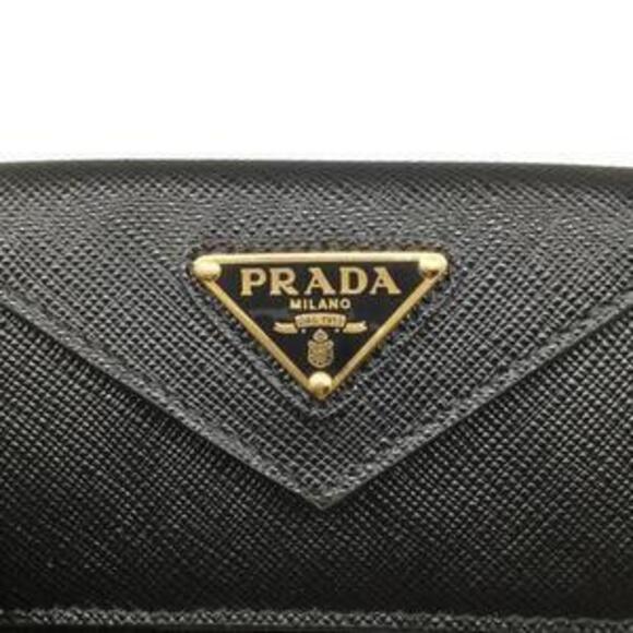 Prada Tri fold Compact Wallet Leather Black - Picture 7 of 9